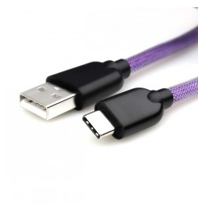 Custom  Colorful Nylon Braided Spring Metal MINI XLR Aviator USB C Cable Coiled KeyBoard Cable For Mechanical Keyboard